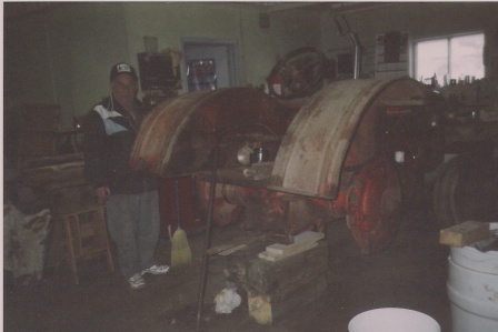 Tractor in the process of being stripped down