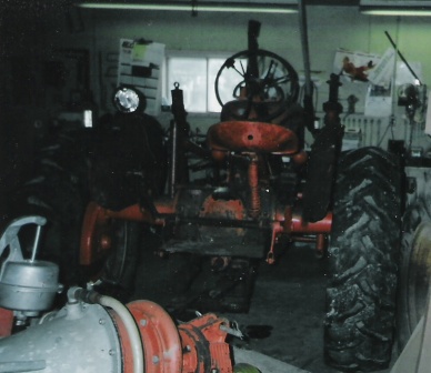 Tractor in the process of being stripped down